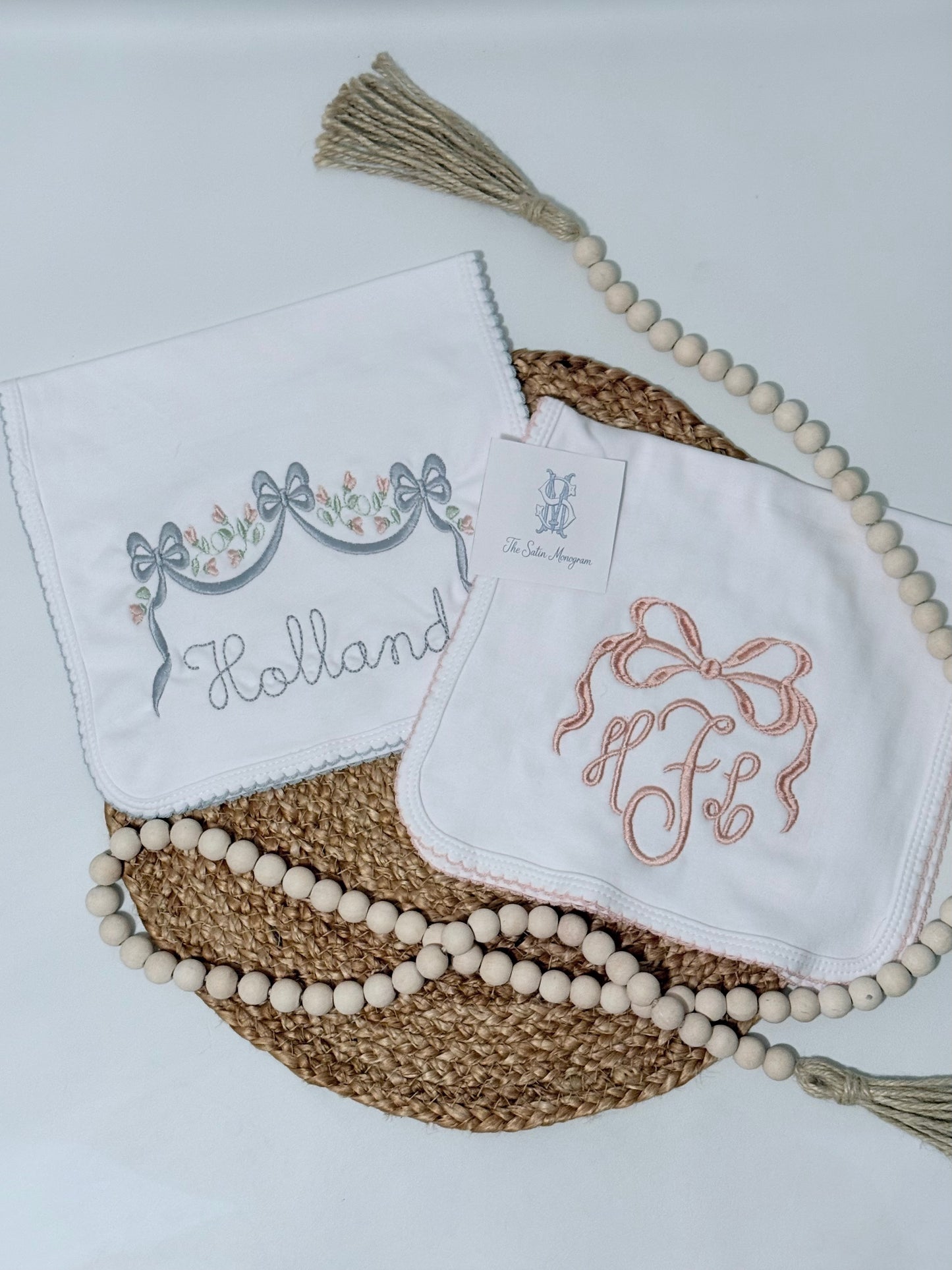 Heirloom Picot Trim Burp cloth